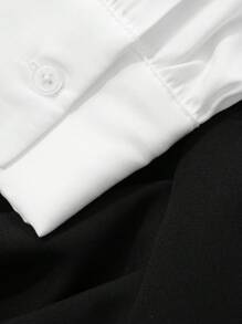 DAZY Contrast Color Splice Sweetheart Neck Ruched Waist Long Sleeve Dress For Women,Fall Clothes