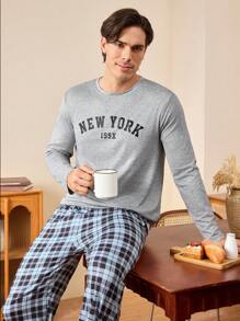 3pcs Men's Loungewear Set - Round Neck Shirt - Multicolor - View 6