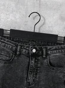 SHEIN Tween Boy Black Ripped Denim Jeans - Black - View 3