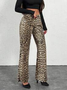 EURMUSE Gerade Jeans mit niedrigem Bund, Schlitz am Saum, einfach modisch für den täglichen Lässig Stil