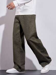 Manfinity Hypemode Pantalones vaqueros de pierna ancha con bolsillo y estampado de piel de serpiente en corte holgado para hombre - Multicolor - Ver 4