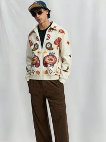 Manfinity VCAY Men's Woven Fashion Casual Loose Fit Long Sleeve Jacket, Style, For Fall Winter - Multicolor - View 5