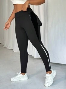 Easithlete Quần legging thể thao tập yoga thường ngày cho nữ cỡ lớn - màu đen - Xem 2