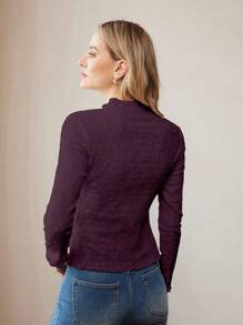 MOTF PREMIUM CAMISETA CON ADORNO DE BORDE TIPO LECHUGA TEXTURIZADO - Morado - Ver 2