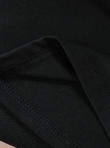 CALL OF DUTY X SHEIN Camiseta de manga corta y cuello redondo con estampado de letras casual de verano para hombre - Negro - Ver 3