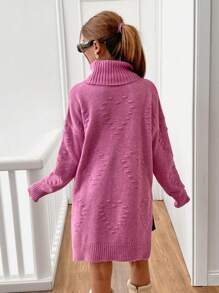 EURMUSE Thermal Lined Soft Turtleneck Pullover Women Sweater, Autumn/Winter New Design - Dusty Pink - View 2
