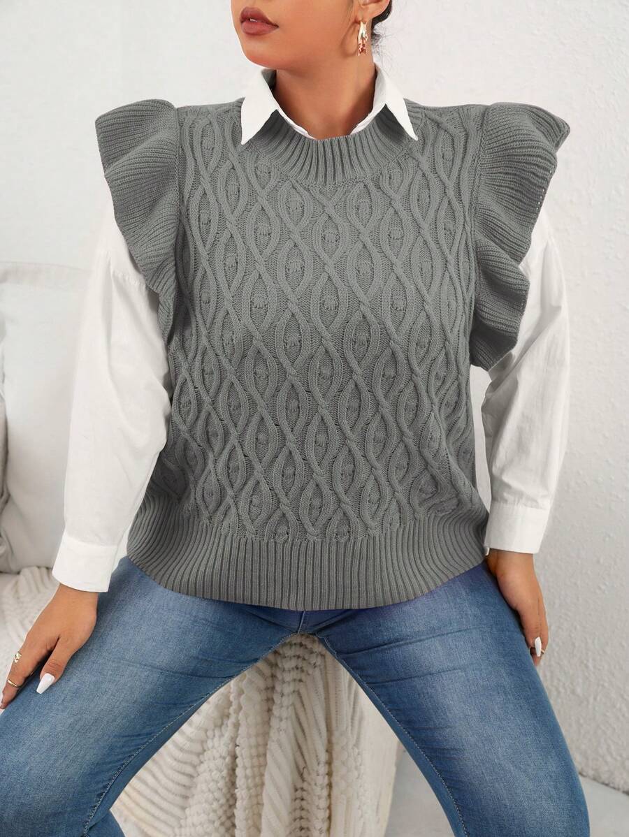 Celure Plus Size Sleeveless Solid Color Pullover Knitted Top