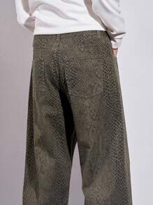 Manfinity Hypemode Pantalones vaqueros de pierna ancha con bolsillo y estampado de piel de serpiente en corte holgado para hombre - Multicolor - Ver 8