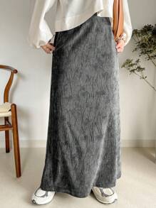 FRIFUL Women's Simple Textured Straight Skirt, Casual Everyday Wear