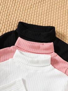 SHEIN Leap Crew Tween Girls Fitted Casual Simple Comfortable Bear Patch High Neck Multi Pack T-Shirt - Multicolor - View 6