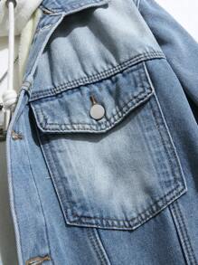 Manfinity Hypemode Chaqueta de mezclilla casual con forro térmico y abotonadura sencilla para hombres de talla grande, para otoño/invierno