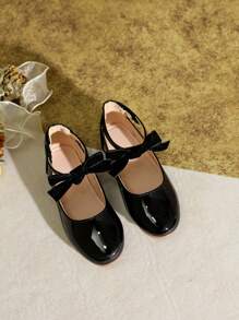 Versatile Bow Accent Girls Shoes, Suitable For Autumn And Winter - Black - View 5