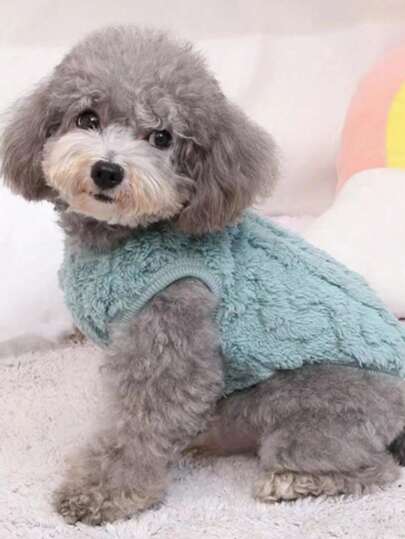 1 peça Outono e Inverno Houndstooth Dupla Face Cordeiro Pelúcia Cor Sólida Animal de Estimação Veludo Moletom Com Capuz Colete para Cachorro Vestuário para Gato