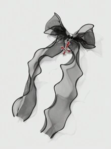 ROMWE Kawaii 1 pieza Pinza de pelo con alas de cristal y cruz, estilo gótico de moda retro soft grunge Y2K en color negro, adecuada para uso diario de mujeres, regalo para días festivos