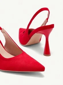 CUCCOO CHICEST Elegant Red Pointed Toe High Heel Shoes With Ankle Strap For Women, Suitable For Wedding, Bridesmaid, Party, Celebration, Christmas, New Year, Valentine's Day, Comfortable Valentines - Red - View 5