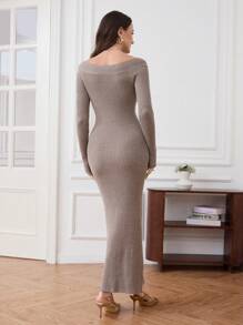 Modelyn Vestido de punto ajustado de unicolor para mujer, casual y elegante para uso diario