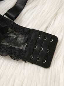 1 pieza Sujetador de encaje con aros para talla grande Lencería - Negro - Ver 4