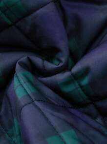 PrepCrw Young Boys' Fall/Winter School Style Blue & Green Plaid Woven Collared Front Zipper Cotton Jacket, Back To School Season - Blue - View 6