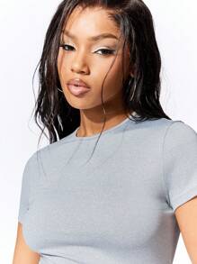 SUMWON WOMEN 女士短款上衣和短裤套装罗纹针织高腰夏季运动休闲家居服套装