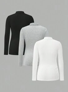 SHEIN Women Maternity Ribbed Slim Fit Essential Base Layer, Base Layer Top - Multicolor - View 2