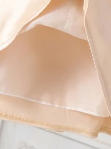 SHEIN Glamorique Kids 1pc Young Girl Floral Wedding Bridesmaid Dress, Sleeveless Elegant Satin Dress With Big Bow Decor & Flower Design, Suitable For Wedding, Party, Stage Performance In Summer - Champagne - View 7
