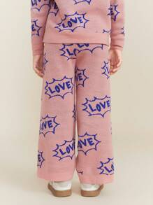 SHEIN Young Girl Graphic Detail Casual Knitted Leggings