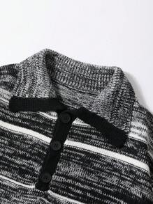 Manfinity Hypemode Men's Front Button Long Sleeve Simple Knitted Sweater, Casual Daily Wear - Multicolor - View 4