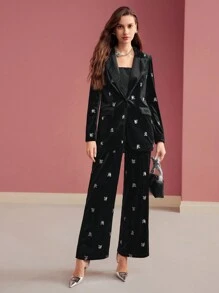 MOTF PREMIUM 天鹅绒单纽扣结构西装外套 - 黑色 - 查看 2