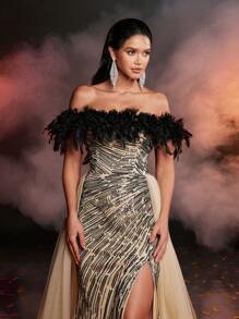 Glamrae Váy đuôi cá dệt kim co giãn đính ngọc trai bong bóng sang trọng thanh lịch, thích hợp cho đám cưới, tiệc tùng, hẹn hò, vũ hội, váy dạ hội (chịu lực nặng), váy trang trọng, cho khách dự tiệc cưới, tốt nghiệp, tiệc tối - màu đen - Xem 6