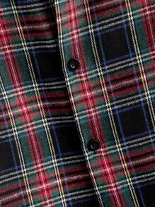 Manfinity RelaxMax Men's Casual Plaid Long Sleeve Shirt, Autumn/Winter - Burgundy - View 3