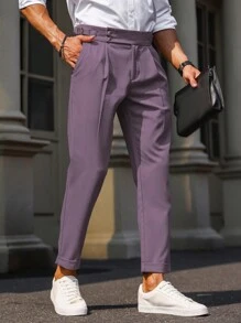 Manfinity Bizformal Men's Solid Color Front Button Pocket Simple Casual Suit Pants