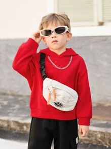SHEIN 1 peça moletom com capuz de manga comprida grande com letras góticas casuais para meninos, adequado para passeios, passeios, reuniões diárias, temporada outono/inverno