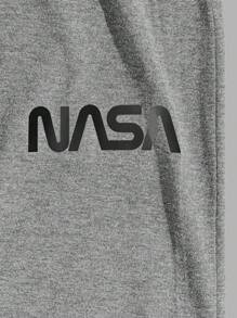 EURMUSE 2Pcs Men Casual English Text Print Loungewear Set Pajama Pants - Multicolor - View 6