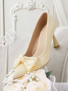 CUCCOO HITCHD Women's Fashion Elegant Gold Toe Rhinestone Bow Pointy Toe Stiletto High Heels, Suitable For Wedding, Bridesmaid, Banquet, Date, Party, Christmas, New Year, Valentine's Day, Comfortable Shoes Valentines
