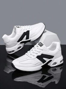 Teens' Solid Color Patchwork Minimalist Sneakers, Casual Daily Wear