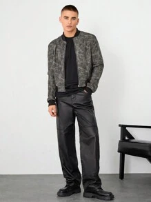 Manfinity VCAY Men's Woven Slim-Fit Raglan Sleeve Casual Jacket, For Fall Winter - Grey - View 3