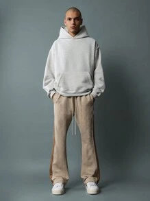 SUMWON Premium Suede Flared Track Pants Athletic Loungewear With Side Contrast Panels Vintage Inspired Sweatpants Autumn Winter Casual Bottoms