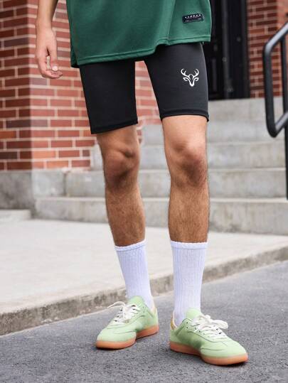 Manfinity Sport Corelite Men's Simple Print Sports Tights, Casual Daily Wear