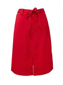 SHEIN Clasi Váy mini thường ngày màu đỏ cho nữ mùa đông Giáng sinh - Đỏ - Xem 4