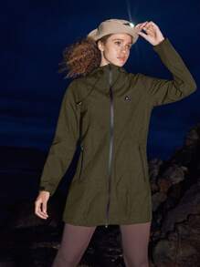In My Nature Women's Casual Zip-Up Drawstring Hoodie Thermal Lined Waterproof Outdoor Hooded Jacket - Army Green - View 8