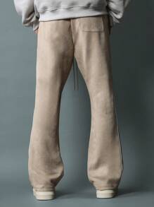 SUMWON Premium Suede Flared Track Pants Athletic Loungewear With Side Contrast Panels Vintage Inspired Sweatpants Autumn Winter Casual Bottoms