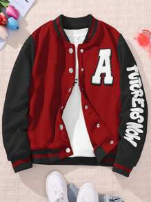 SHEIN Chaqueta informal de uso diario de bloques de color deportiva para niñas preadolescentes