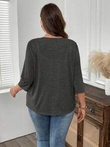 EMERY ROSE Plus Size Vacation Outfits Woman Women Cardigans Solid Color Asymmetric Hem Casual Resort CostumeJacket Winter Fall Autumn - Grey - View 2