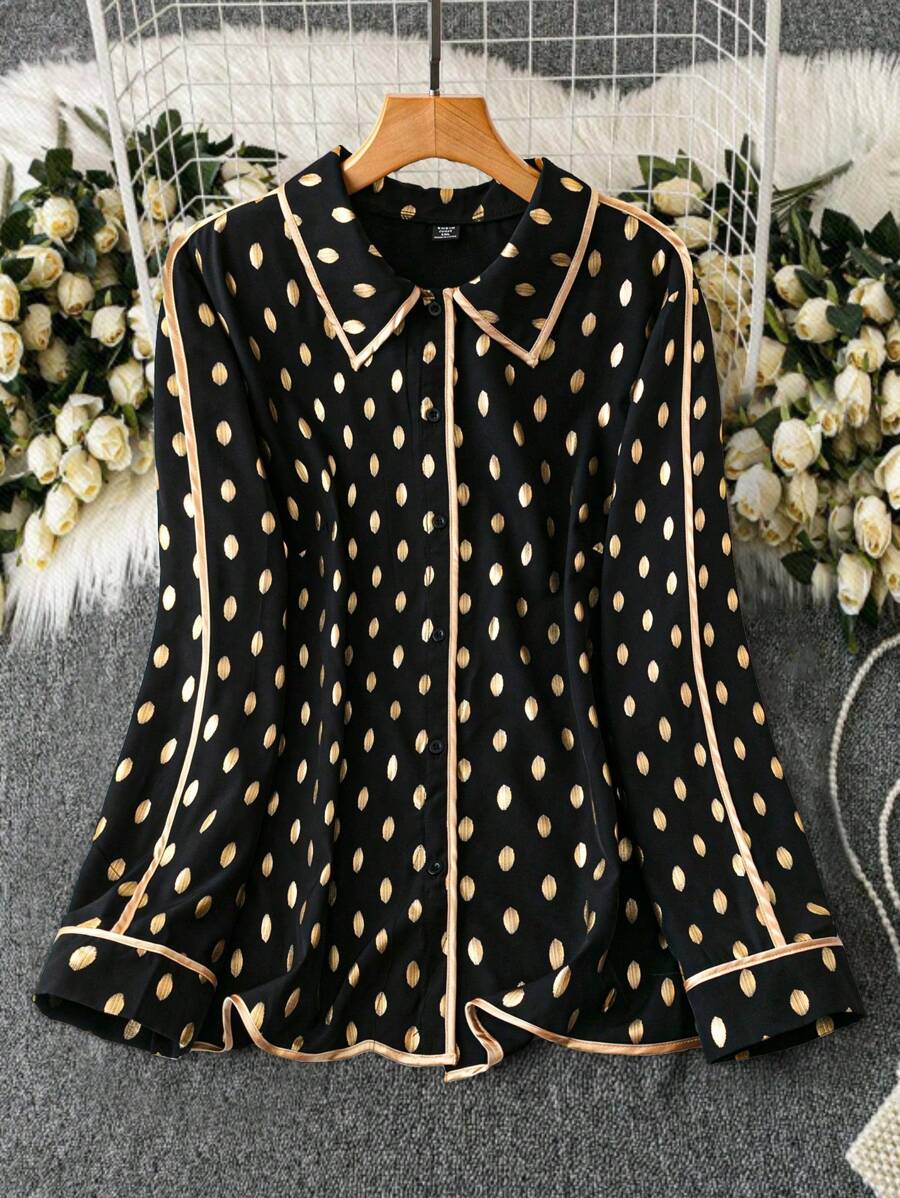 SHEIN Clasi 大码女式编织休闲常规秋季衬衫