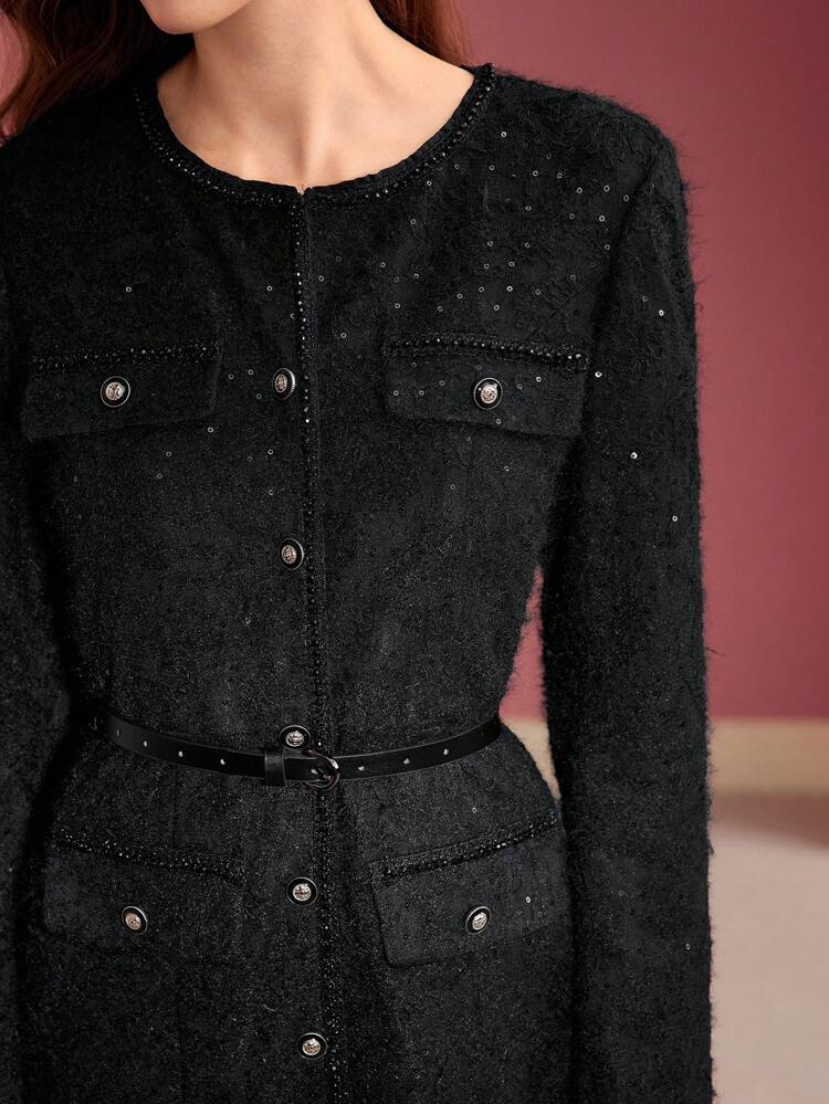 Vestido midi con abertura en el muslo y botones delanteros, conjunto de ropa para mujer