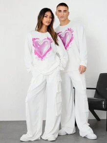 Manfinity VCAY Unisex Faux Twill Plaid Hoodie & Relaxed Drawstring Waist Cargo Pants Set - White - View 1