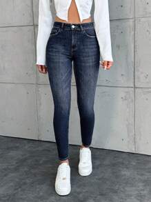RueChic Ladies Skinny Jeans - Dark Wash - View 6