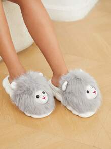CUCCOO Quty Pantofole in peluche con motivo carino del leone, dalla suola spessa, ideali per Natale, Capodanno, autunno e inverno