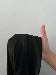 SHEIN Tall 女款休閒純色修身長褲，適合上班與通勤，高個女性適用 - 黑色 - 查看 9