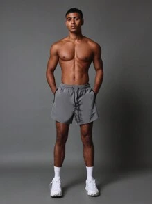 SUMWON Performance Athletic Shorts Elastic Waistband Concealed Zip Pockets Training Workout Running Basketball Gym Sports Wear Breathable Active Shorts - Grey - View 7